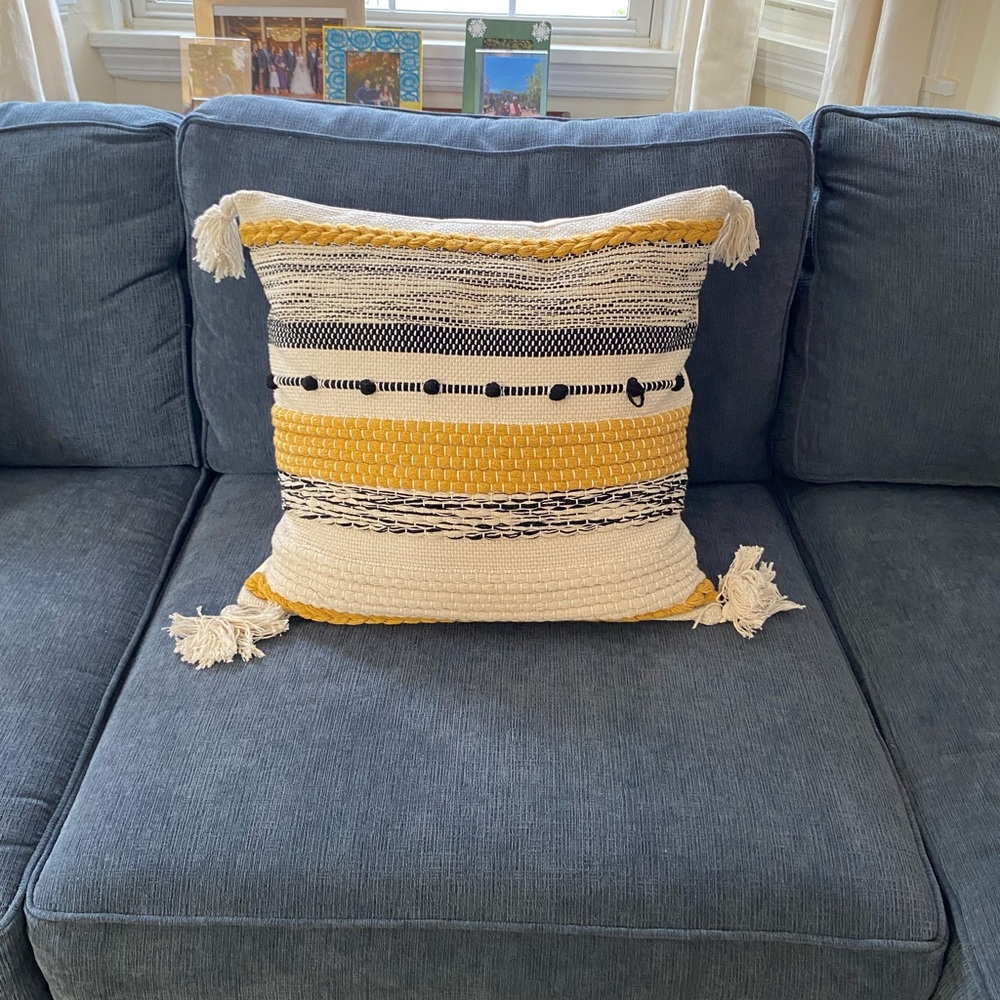 20x20 yellow, black and beige throw pillow cover